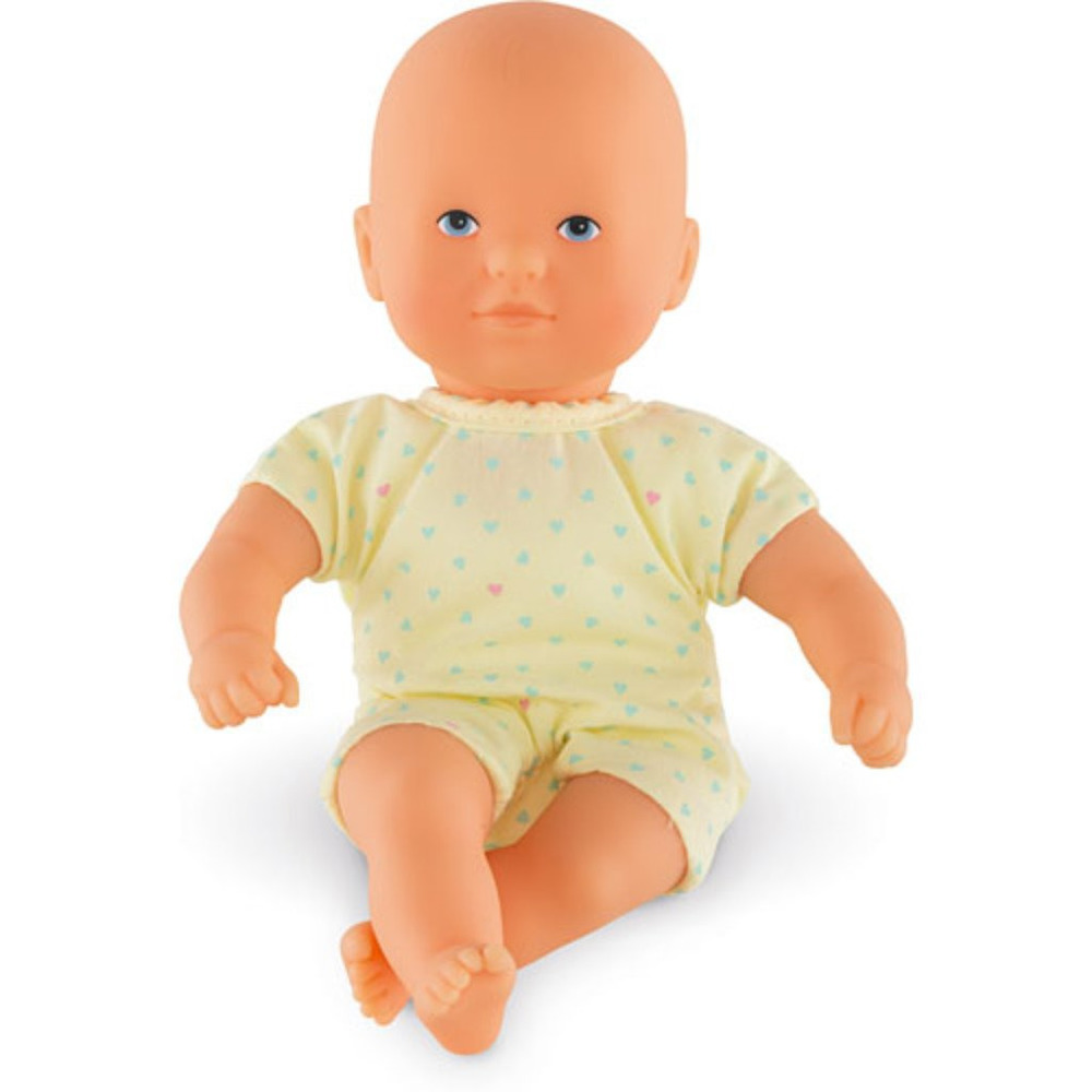 New in Box-Corolle Mini Bath Calin Doll Sweet Hearts-Yellow 8"